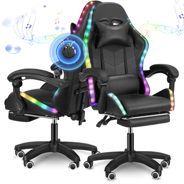 Silla Gaming RGB Luces LED y Altavoces Iluminación Gamer Sillón Zmkvfkg