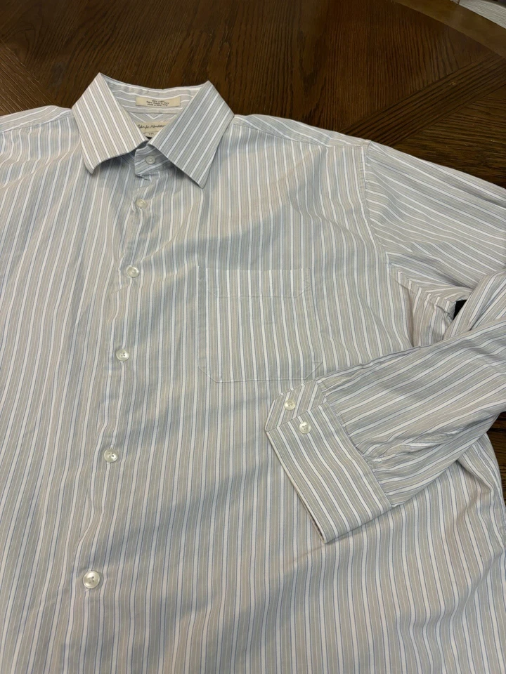 Camisa de vestir John W Nordstrom abotonada calce a medida para hombre XXL a rayas gris blanco Foto 2 de 4