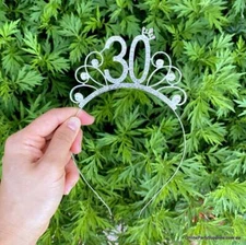 Sparkling Rhinestone Age 30 Headband - Silver