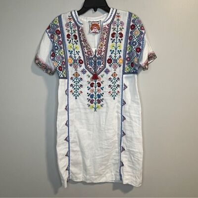 JOHNNY WAS Clover Easy Tunic Dress White XS NWT