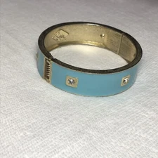 sequin hinged bangle bracelet rhinestone and enamel inlay