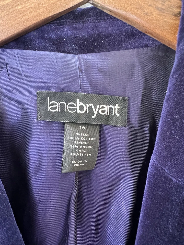 Blazer feminino Lane Bryant de veludo tamanho 2X 18 roxo regência Royalcore Business - Imagem 3 de 4