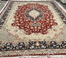 AN AWESOME HAND WOVEN  60 RAJ TARBEZZ  ,POMEGRANATE BACKGROUND COLOR 8’3”x11’7”