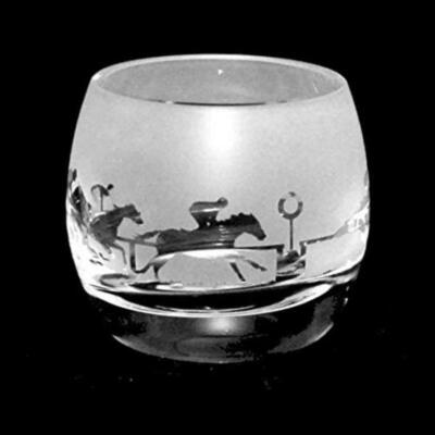 Glass Tealight Holder At The Races Sandblast Candle Ornament Gift Boxed Animo