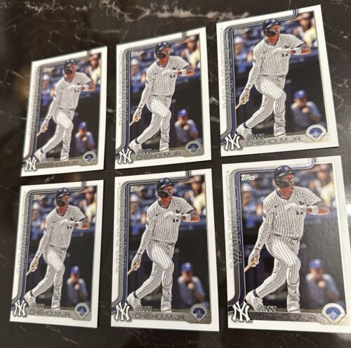 (6) Jazz Chisholm 2025 Topps Series 1 Card Lot Yankees + one FREE card #185 💙