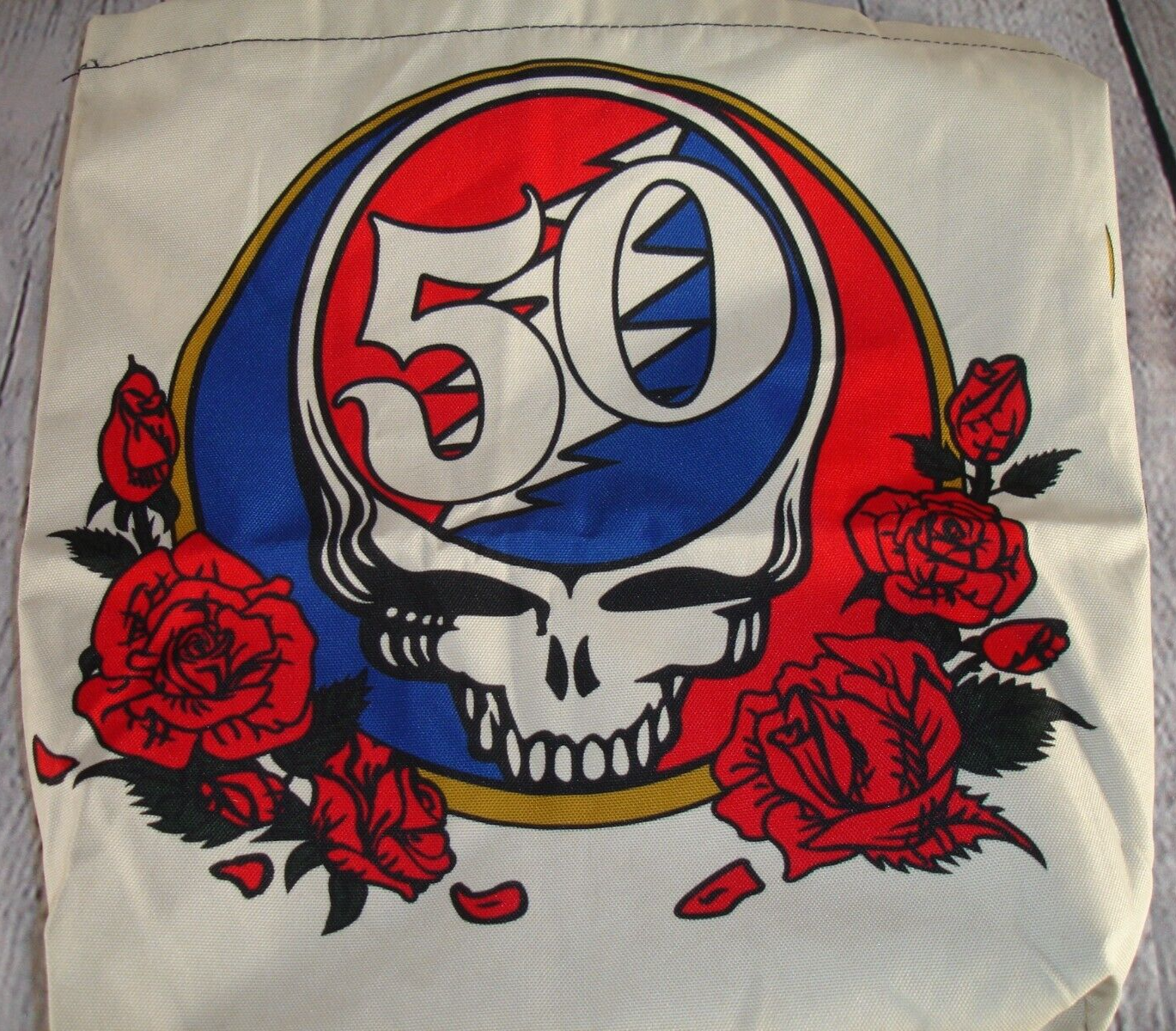 Grateful Dead lightning skull logo tote bag rock band 50th anniversary shirt