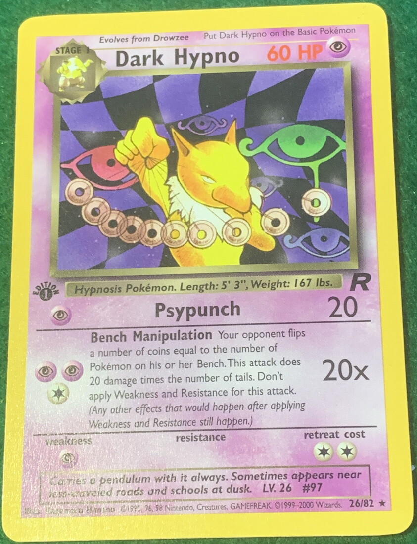 POKEMON Card TEAM ROCKET 1st Edition DARK HYPNO #26/82 Black Star Rare MINT