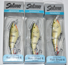 3 lures salmo rail shad 6 sinking 2 3/8" 1/2oz cast /troll   ice perch
