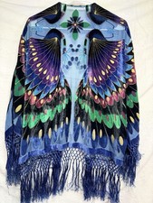 Peacock Velvet Burnout Fringe Kimono Boho Sheer Duster One Size