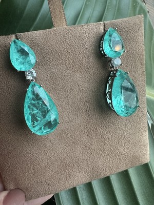 Zircon Colombian Emerald Unique Earrings Brazil 925 Silver Plated