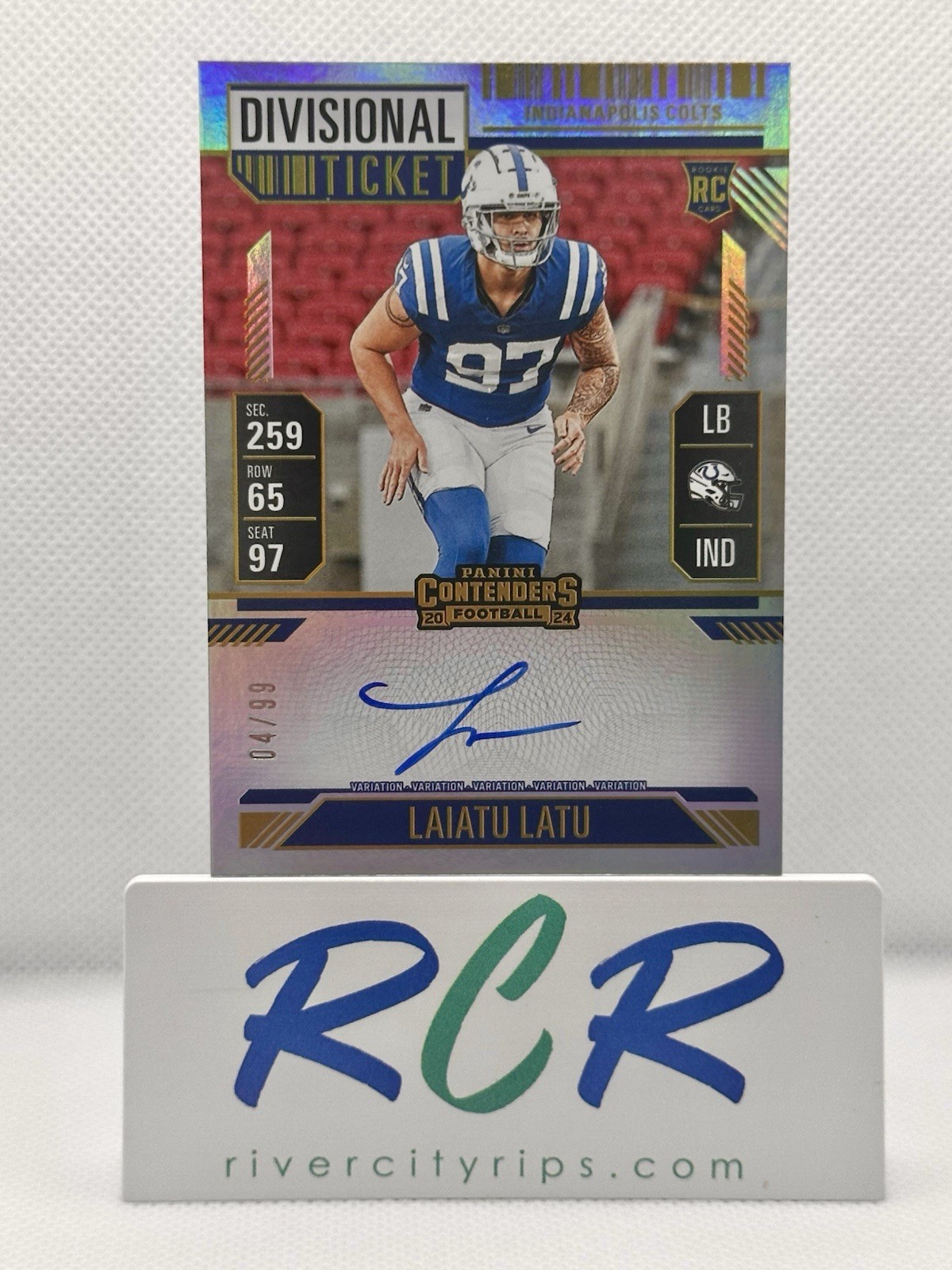 2024 Contenders FOTL - Laiatu Latu - Auto Rookie DIVISIONAL TICKET /99 - Colts