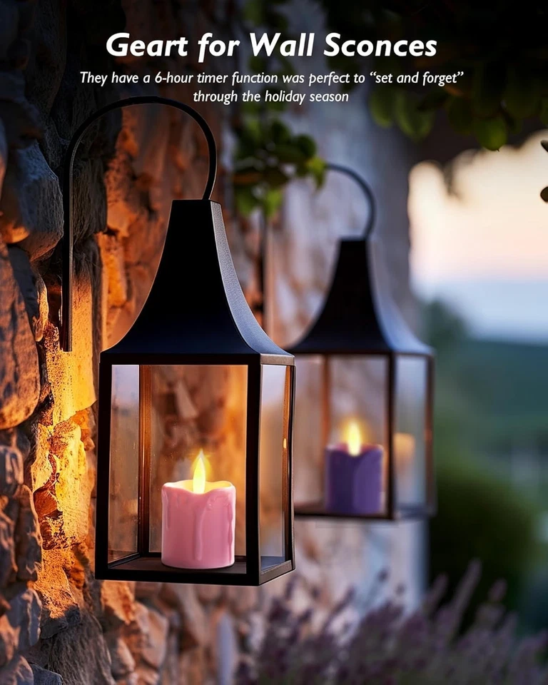 Juego de 4 velas de Adviento Homemory púrpura y rosa, 400+ horas de larga duración, Flic... Foto 3 de 4