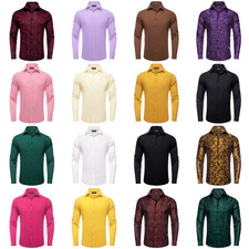 Business Mens Shirt Long Sleeve Casual Regular Fit Tops Formal Wedding Daily