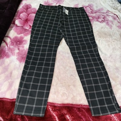Gap Slim City High Rise Ankle Grid Plaid Trouser Pant Navy & White Size 8R