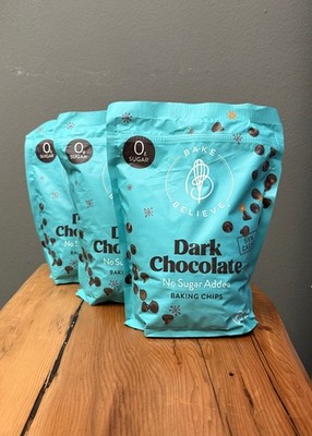 THREE PACK Bake Believe Dark Chocolate Baking Chips No Sugar Added 2 Lb Bag
