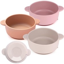 Soft Suction Baby Bowls 3 Pack Stay Put Silicone Feeding Bowls for Toddlers Kids