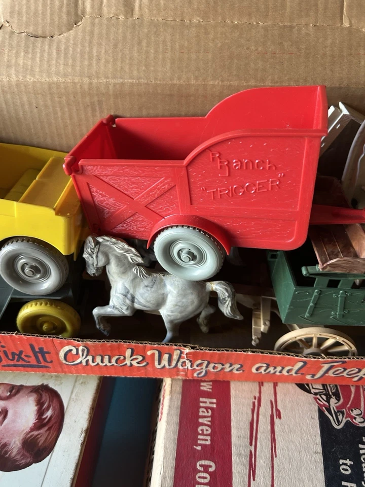 Juego de mandril Wagon y Jeep Ideal Roy Rogers Fix-It de colección de los años 50 con caja Foto 3 de 4