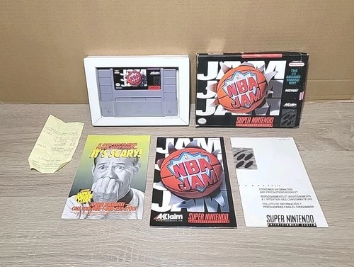 NBA Jam Super Nintendo SNES Complete In Box CIB w/ Incerts & Original Receipt.