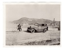 G1729 Citroen C4, family, sea, port view. France, 1930. Film Photo