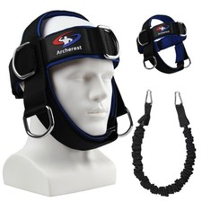 Fitness Neck Head Harness Uniform size, Black with 30 Lb Resistance Bands