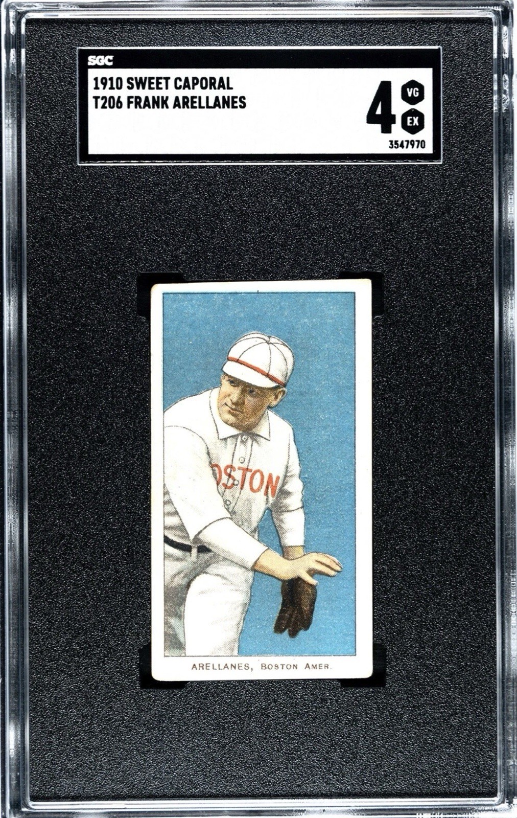 1909-1911 T206 White Border Frank Arellanes Boston AL SGC 4 VG-EX Awesome Card!