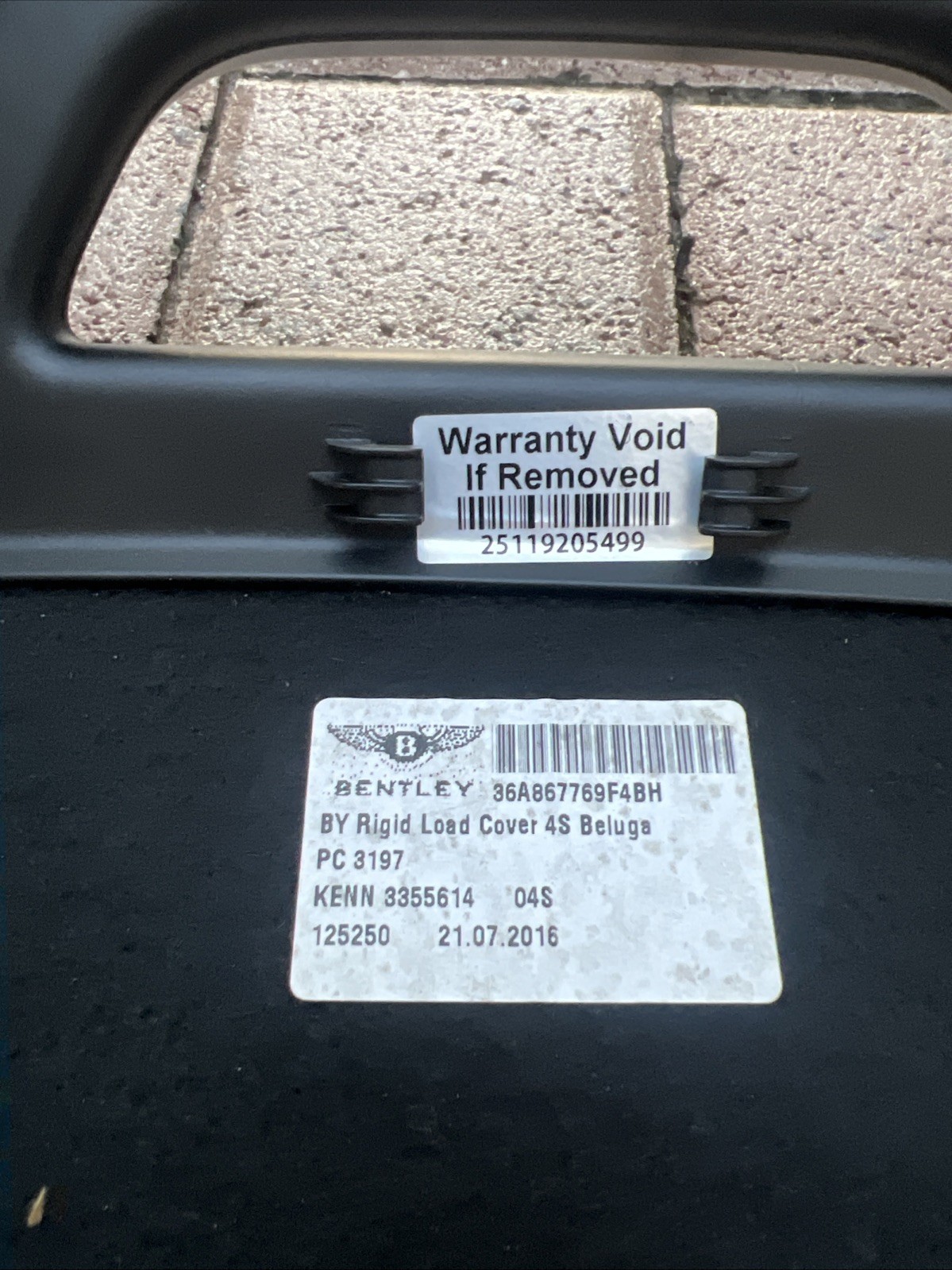 Bentley Bentayga 2017-2025 Rear Luggage shelf P/N 36A867769