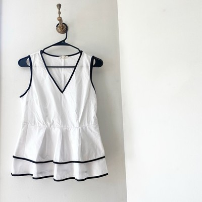 Bleuh Ciel White Sleeveless Peplum Blouse | Large