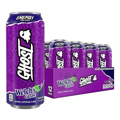 GHOST Energy Drink Welch's Grape 200mg Caffeine 12-Pack 16oz Cans
