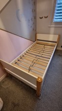 Single Wooden Flexa Storage Bed with Drawers White and Natural