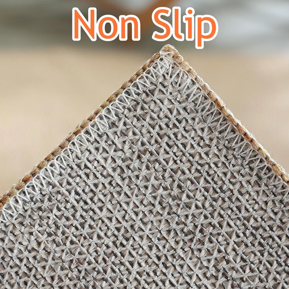 Alfombra de yute de imitación 6x9 - Alfombra sólida natural lavable 6 x 9 pelo bajo con ru... Foto 4 de 4