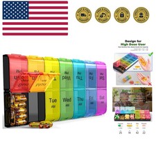 Extra Large Pill Organizer 2 Times a Day, Weekly XL AM PM Pill Case, 7 Day Pi...