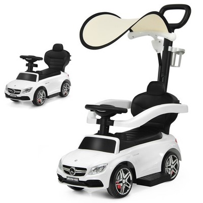 3-In-1 Kids Ride on Push Car Mercedes Benz Toddler Stroller Sliding Car White