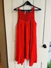 Alya Womens Size M Peasant Crochet Relaxed Boho Sleeveless Dress Spring Summer