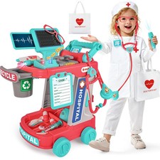 Upgraded Doctor Pretend Playset for Toddlers, Pretend Play Toy Doctor Cart, D...