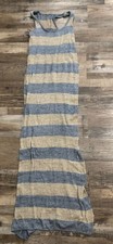Free People Medium Blue & Gray Striped Long Length Tank Dress
