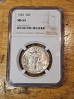 1943 walking liberty half Dollar $.50, NGC MS 64