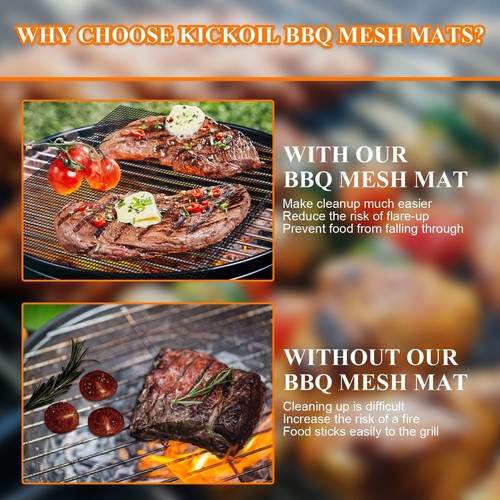 Grill Mesh Mat Set 5 Barbecue Grill Accessories Reusable Non-Stick Grill Mat ... - Picture 3 of 7