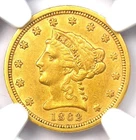 1862 Liberty Gold Quarter Eagle $2.50 Civil War Date Coin - Certified NGC AU53