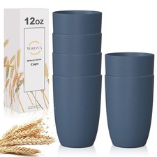 Wheat Straw Cups 6 PCS Good Alternative to Plastic Reusable Cups 12 oz Unbrea...
