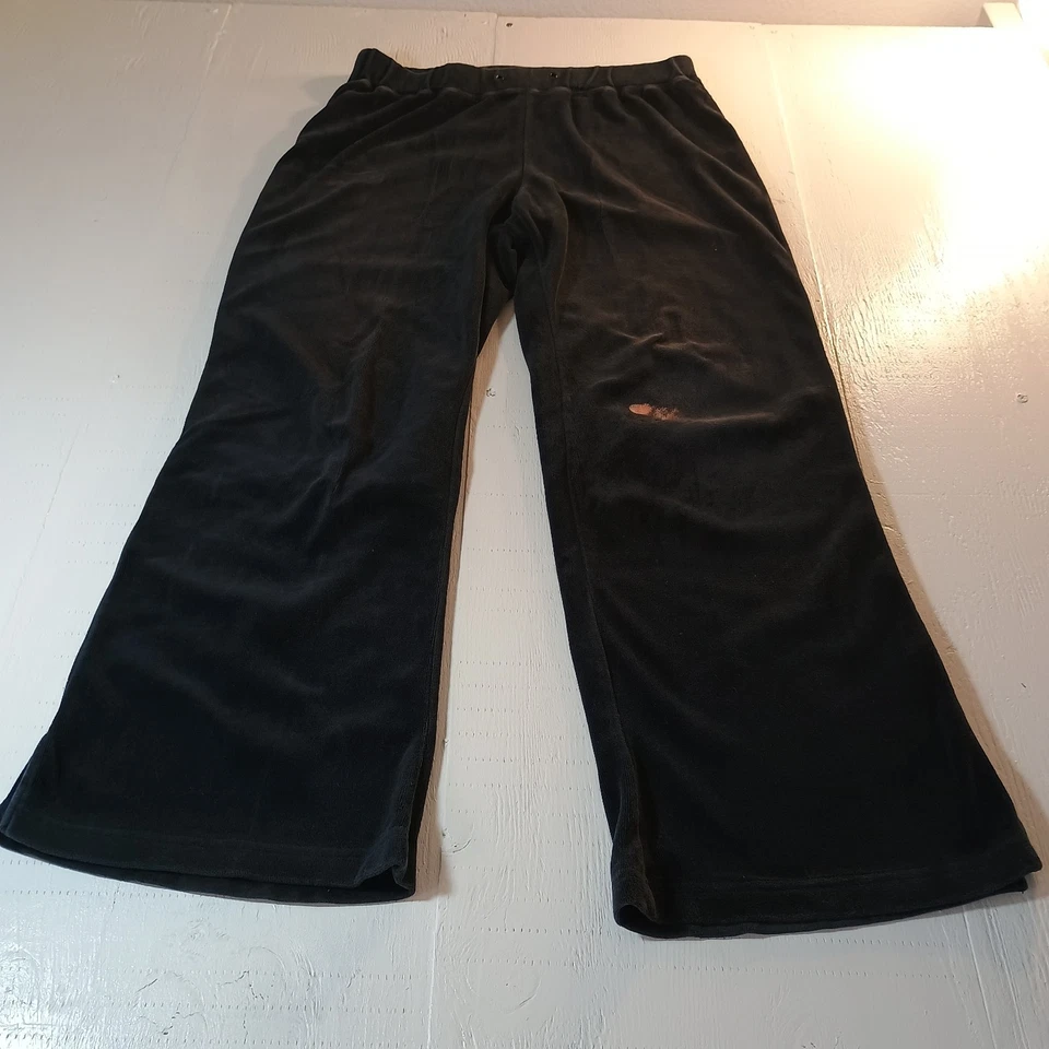 Pantalones deportivos Catalina Petite pequeños de terciopelo negro dorado rayas cintura elástica algodón Foto 2 de 4