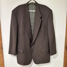 Tallia Uomo Blazer Sport Coat 100 Wool Houndstooth Brown Made in USA Mens 44R