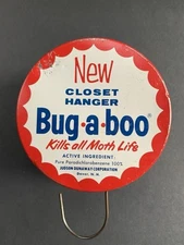 Vtg. 1956 Bug-a-boo Moth Killer Closet Hanger Metal Tin Advertising Prop EMPTY