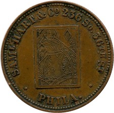 1850's Philadelphia, Pennsylvania New York Samuel Hart & Co. Playing Cards Token