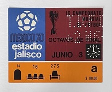 Mexico 1970 World Cup Ticket Stub June 3rd Brazil Czechoslovakia Estadio Jalisco