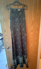 Vintage Boho Maxi Dress Brown Green Floral Print Sun Dress UK 10 12 Retro 90s