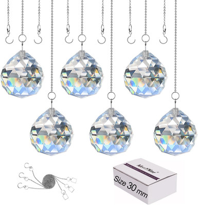 6 Pcs 30Mm Clear Crystal Ball Prism Sun Shine Catcher Rainbow Pendants Maker, Ha