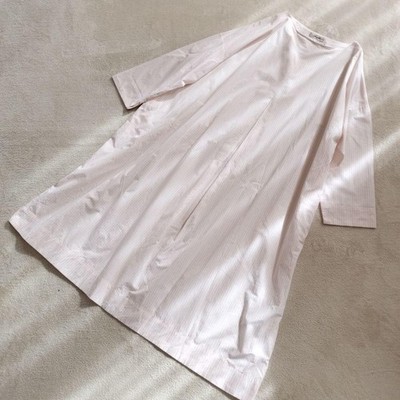 ICHI Antiquites Cotton Stripe A-Line Dress Orange White Japan Made FREE SIZE