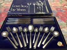 Vintage Viners 44 Piece Love Story Stainless Steel Cutlery Set In Original Box