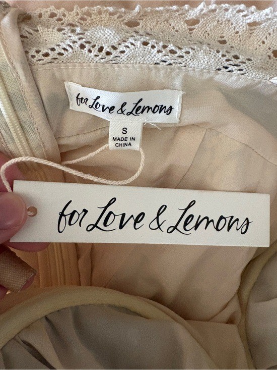 $319 NWT For Love and Lemons “Lucy” Lace Midi Dress in Light Yellow Sz Small image 4