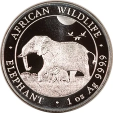 2022 SOMALIA 100 SHILLINGS 1 OZ .999 SILVER ELEPHANT - GEM UNCIRCULATED!